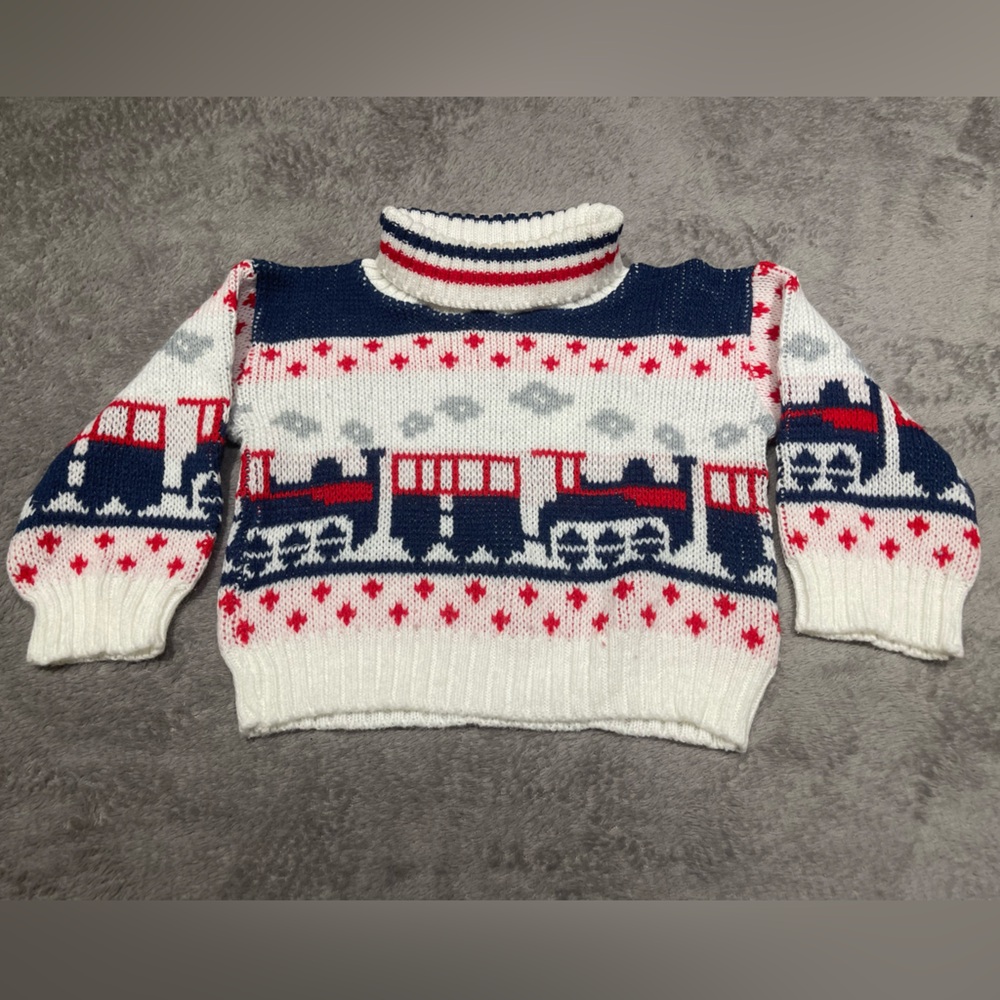 Vintage Babyfair Holiday Train Sweater Turtleneck